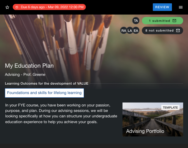 Screenshot of assignment view interface showing committee-based review
