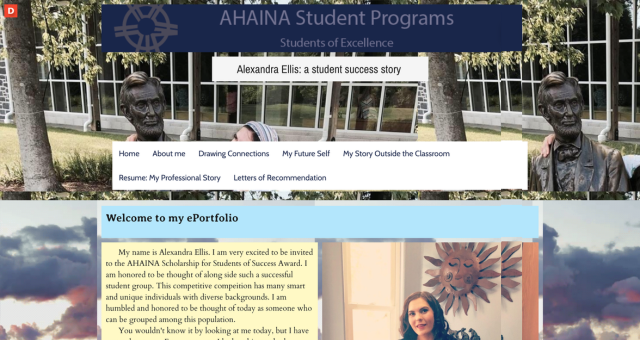 Screenshot of Alexandra Ellis's ePortfolio from University of Alaska Anchorage
