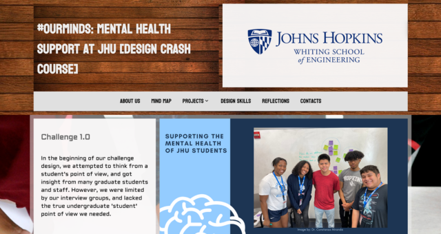 Screenshot of Collaborative Research Team's ePortfolio from Johns Hopkins University