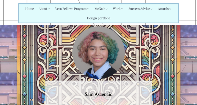 Screenshot of Sam Ascencio's ePortfolio from John Jay College CUNY