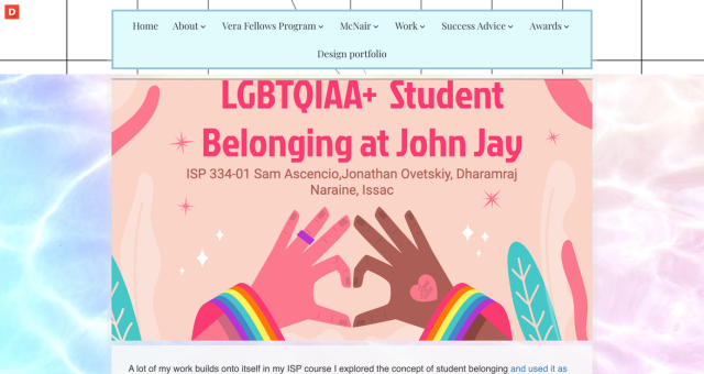Screenshot of Sam Ascencio's ePortfolio from John Jay College CUNY