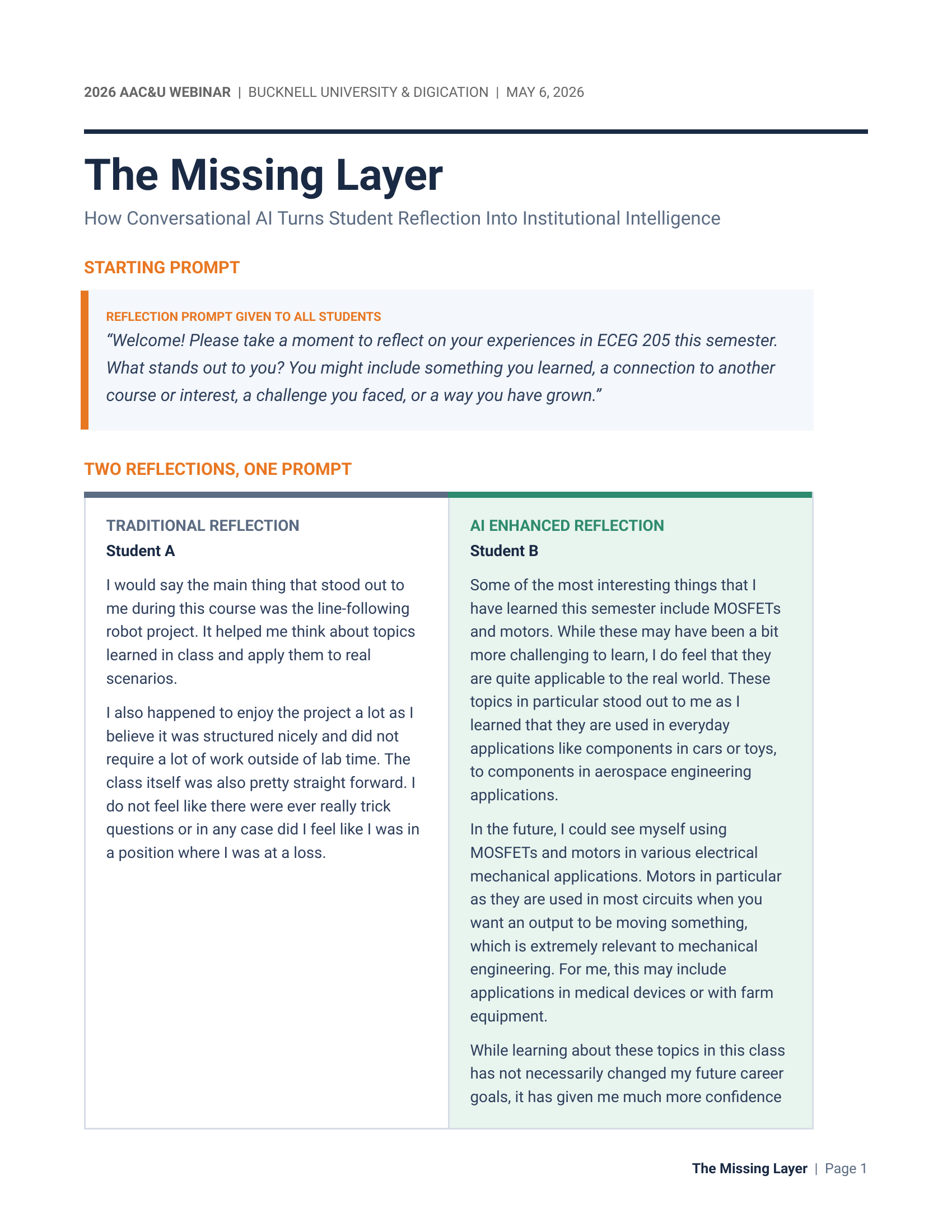Preview of the first page of The Missing Layer webinar handout